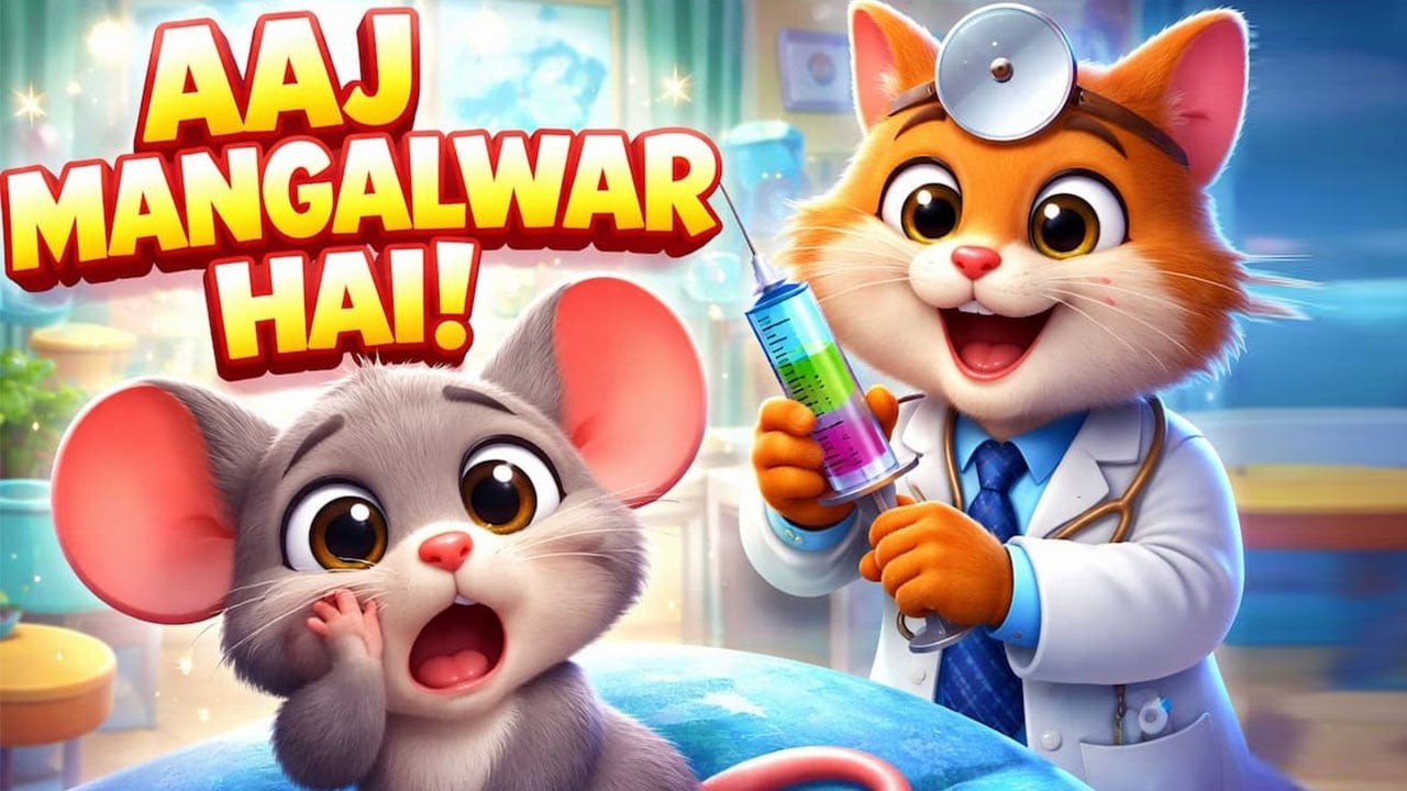 Aaj Mangalwar Hai 🐭 | Chuhe Ko Bukhar Hai | Funny Kids Rhyme Song | Hindi Nursery Song | Poem
