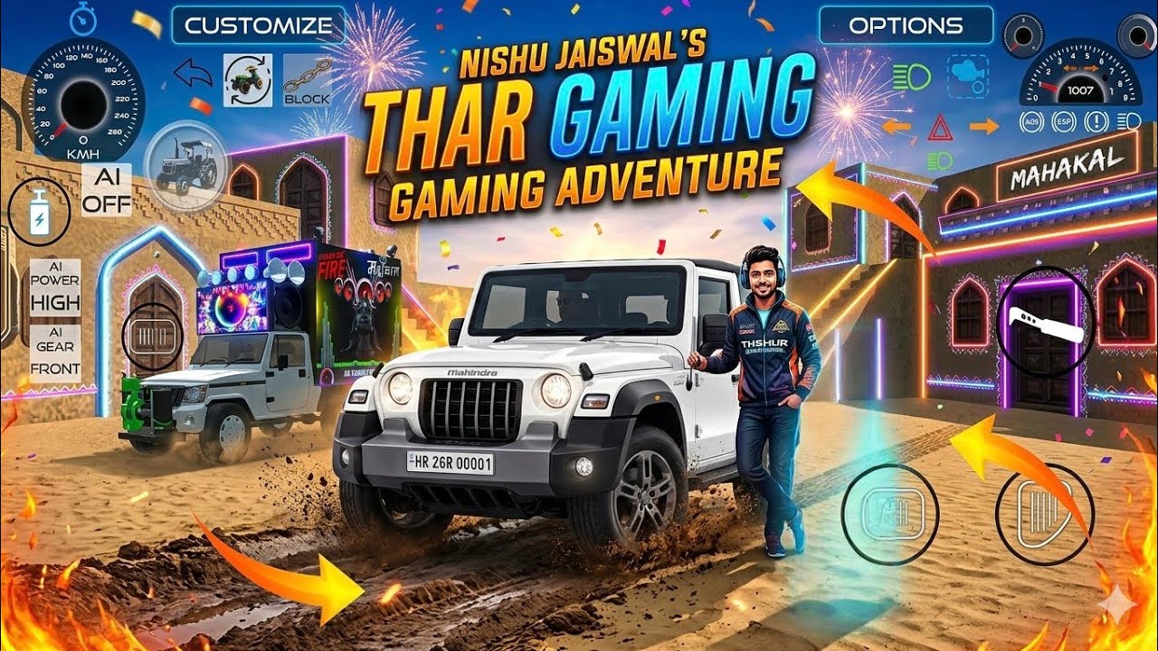  NISHU JAISWAL 'S THAR GAMING ADVENTURE 🤑 indian vehicles simulator 3d Thar gaming 