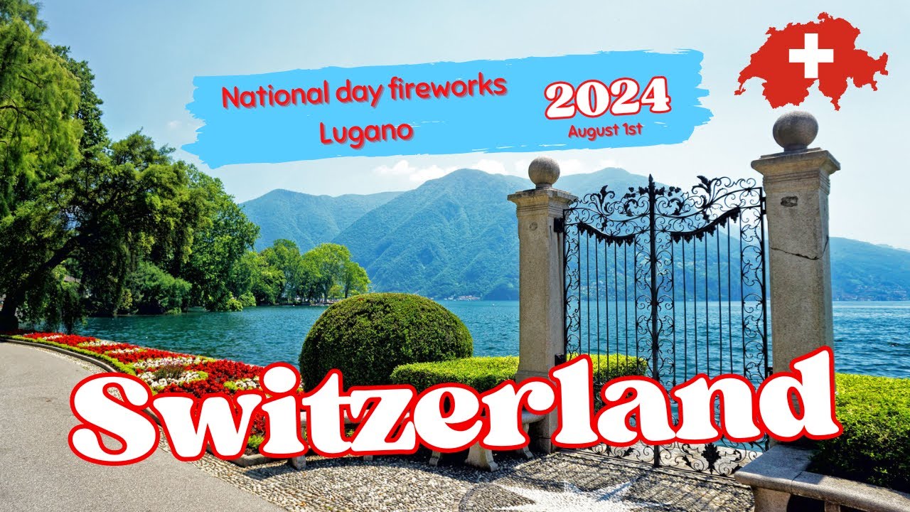 National day fireworks Lugano Switzerland