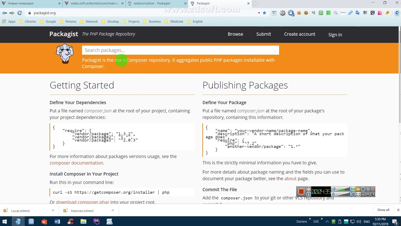 Install PHP Libraries from Packagist.org via Composer. Using Versions. Rapid EE & Path. Autoloader