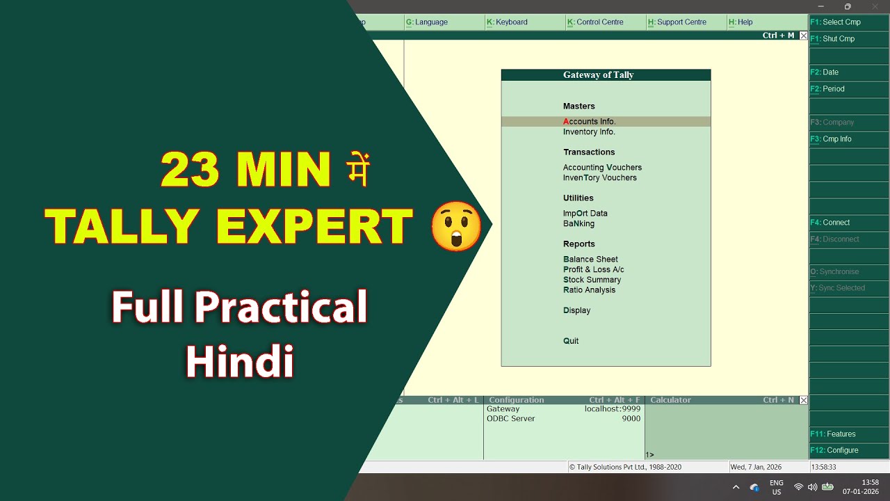Tally ERP 9 Full Course in Hindi  23 Minutes Me Tally Expert Banaye  Practical | GBCTI | Vikash Sir