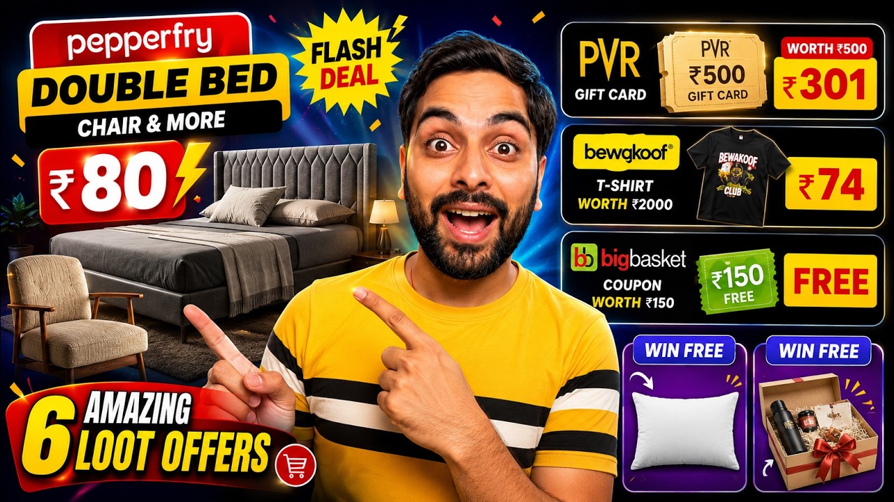 Pepperfry Rs.80 Sale | PVR Giftcard Loot | Slikk Clothing Loot | Bigbasket Rs.150 Off | 6 Offers