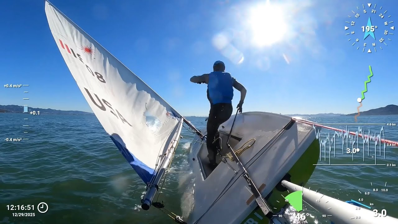 ILCA 2025 Year-End Practice Sessions - Roll tack, gentle downwind press, and upwind in medium+ air