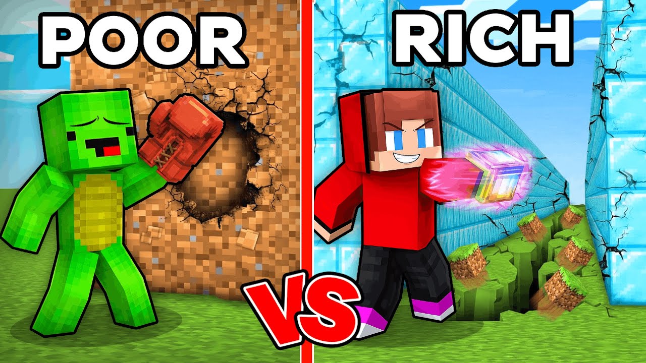Mikey Noob Punch VS JJ Rainbow Mega Punch Battle in Minecraft - Maizen