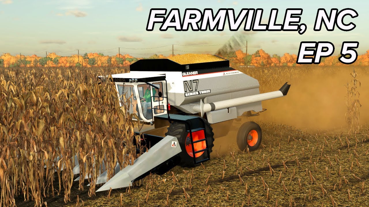Gleaner N7 combine harvesting corn on Farmville, NC! - Episode 5 - Farming Simulator 22
