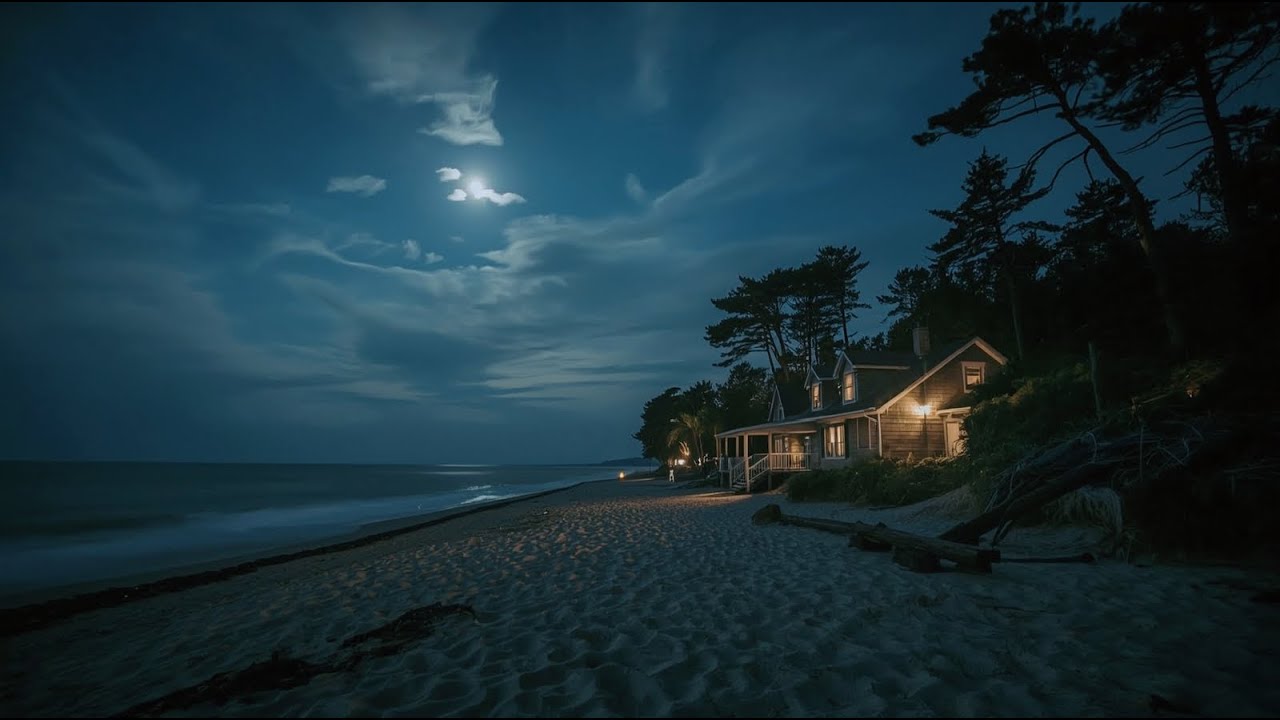Quiet Moonlit Shore 🌙 Peaceful Coastal Night for Deep Sleep & Relaxation