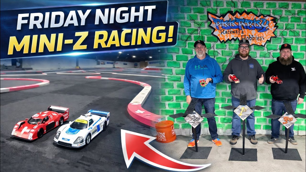 Mini-Z Friday Night Racing! Close Battle at Poorboy's Raceway