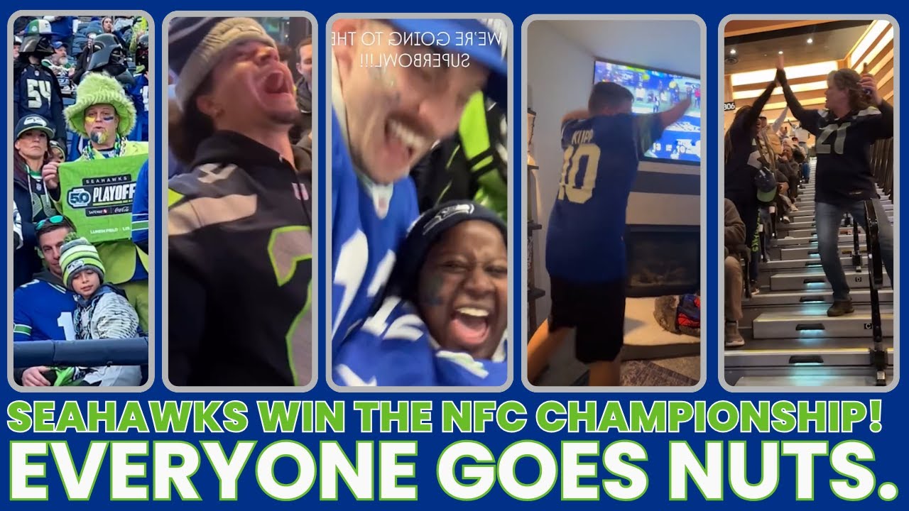 «Сиэтл Сихокс» выиграли чемпионат NFC! Все сошли с ума. (Неистовая реакция болельщиков на выход в...
