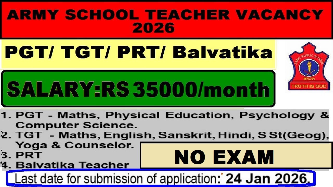 Army School Vacancy 2026 🔥 | Official Teacher Bharti Full Details & Apply Salary Structure 💰 Now ✅