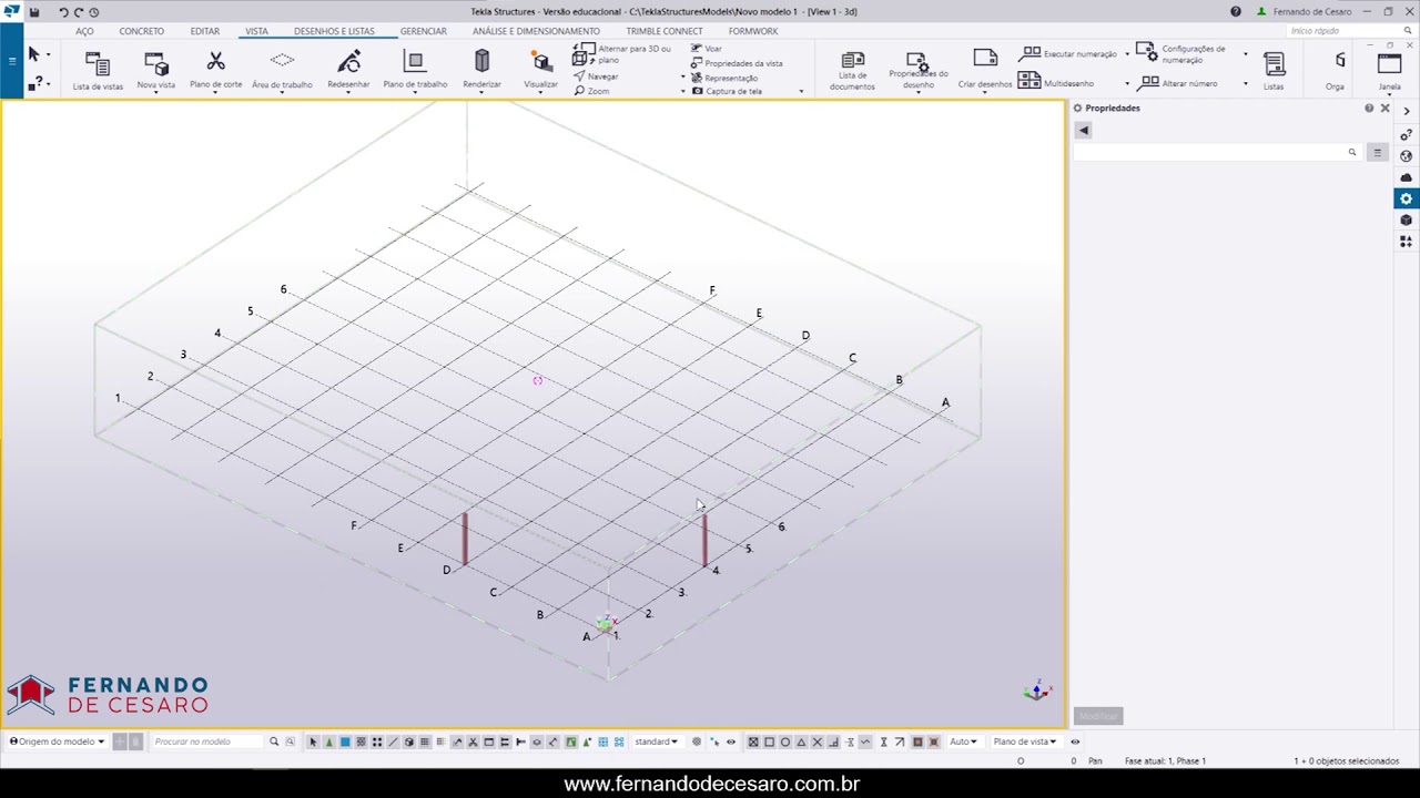Como utilizar a area de trabalho do Tekla Structures