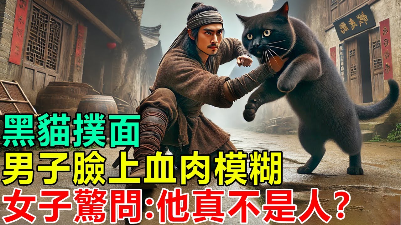 民間故事：黑貓撲面，男子臉上血肉模糊，女子驚問：他真不是人？