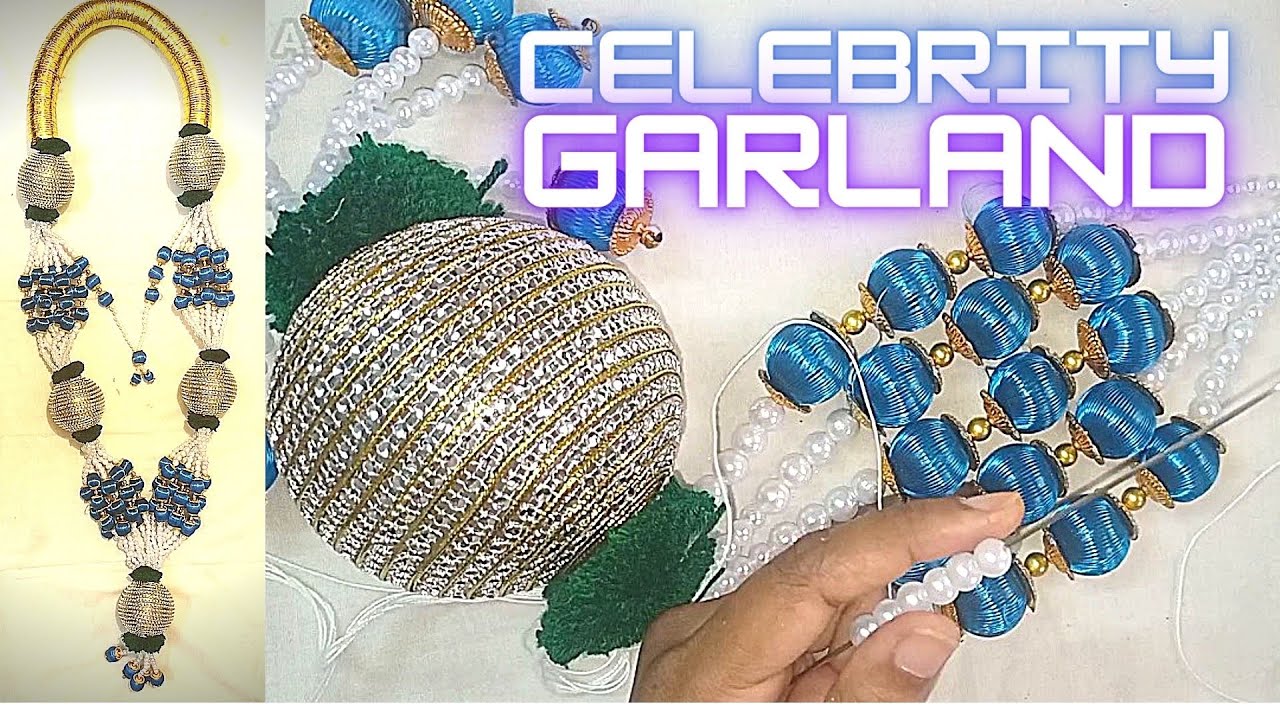 Big haaram #Big Garland Maala for celebrities #Blue and white beaded garland #VIP Garland