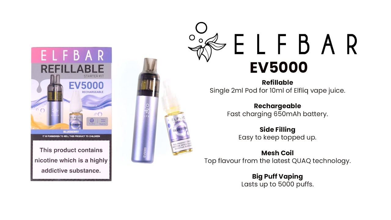 Elf Bar EV5000 Refillable Rechargeable Disposable Vape Unboxing & Setup