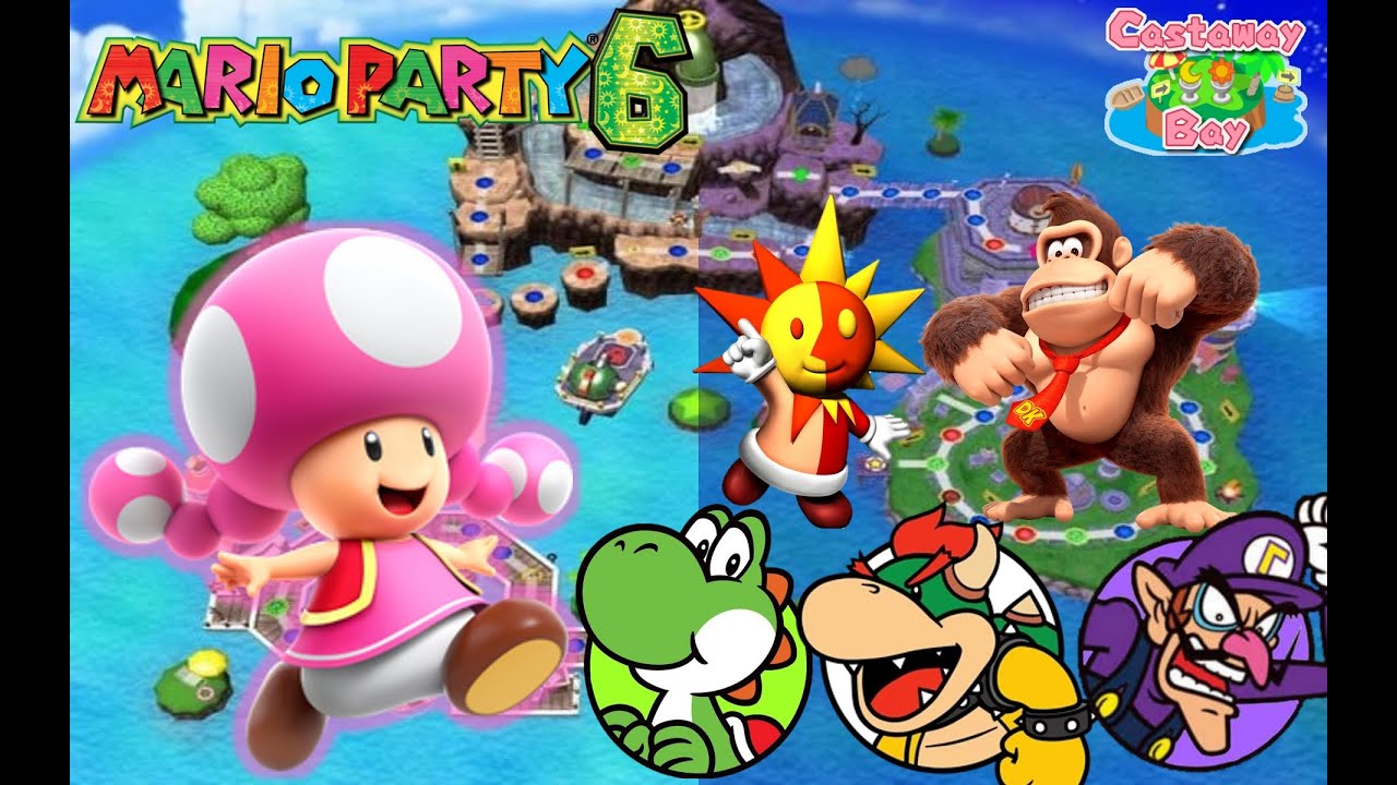 Mario Party 6 - Toadette vs Yoshi vs Koopa Kid vs Waluigi - Castaway Bay