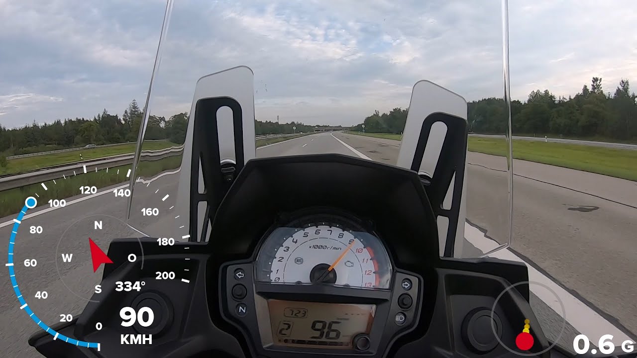Kawasaki VERSYS 650 - Beschleunigung 0-Topspeed - GPS Daten