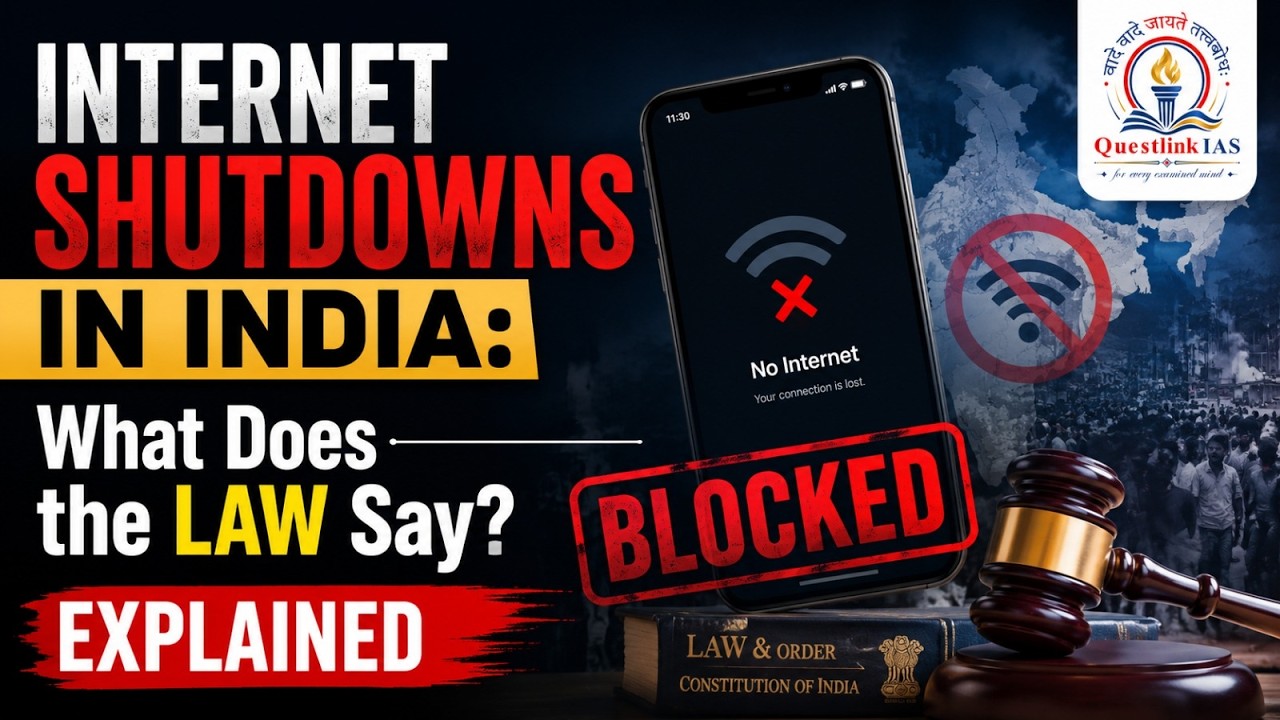 Internet Shutdowns in India : What Does the Law Say? | Explained | Questlink IAS #upsc #bpsc #uppsc