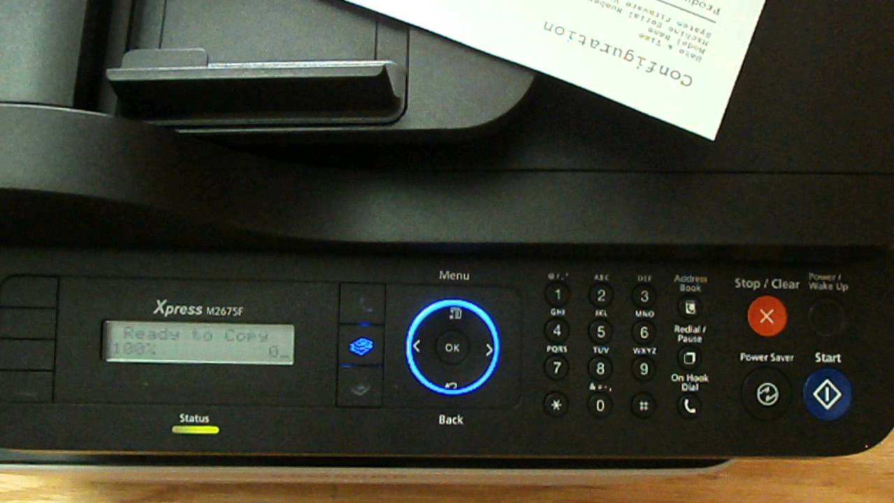 TECH MODE Samsung  SL M2070F M2670 M2675 2870 M2875 print reports cofiguration supplies Informatio