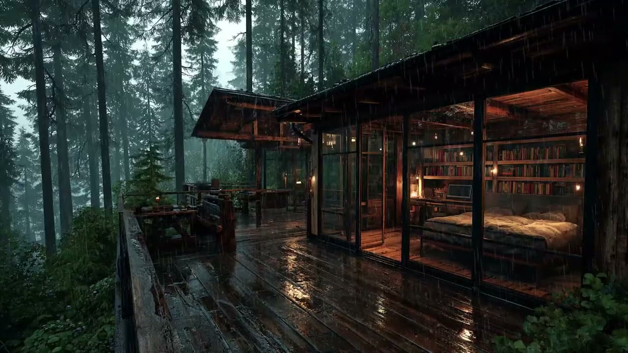 Imagine Sleeping in a Forest Cabin During a Thunderstorm ⛈️ Rain Sounds (3 Hours) No ADs | Healing