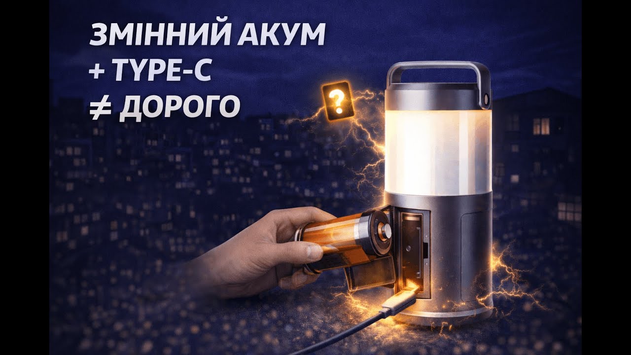 Недорога LED-лампа зі змінним акумулятором і Type-C — чим вона хороша (TITANUM TLTF-011W)