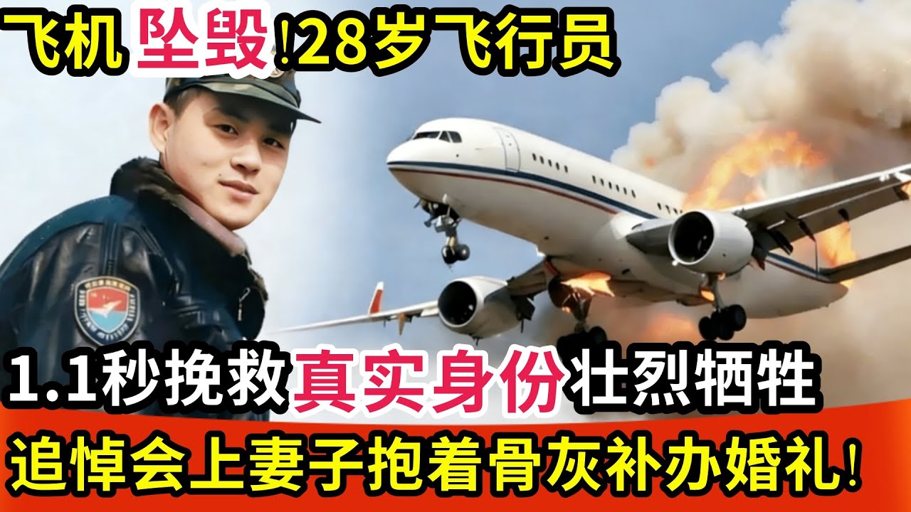 飞机坠毁!28岁飞行员1.1秒挽救4000人壮烈牺牲,追悼会上妻子抱着骨灰补办婚礼!