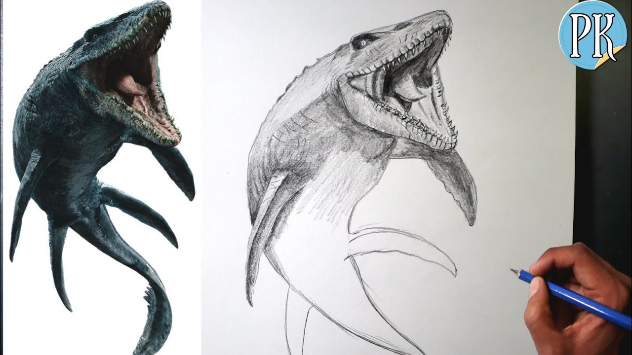How to draw Mosasaurus Dinosaur || from Jurassic world Rebirth easy tutorial 