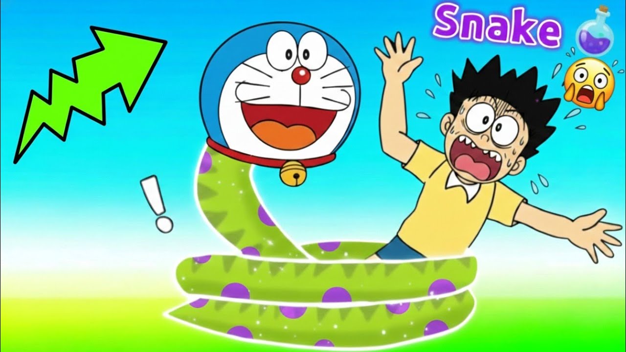 Nobita and Doraemon transformed into evolved snakes 🐍 