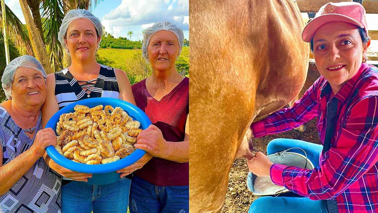 MULHER DA RO&Ccedil;A- TIRANDO LEITE NA M&Atilde;O E FAZENDO ROSQUINHAS CAIPIRAS