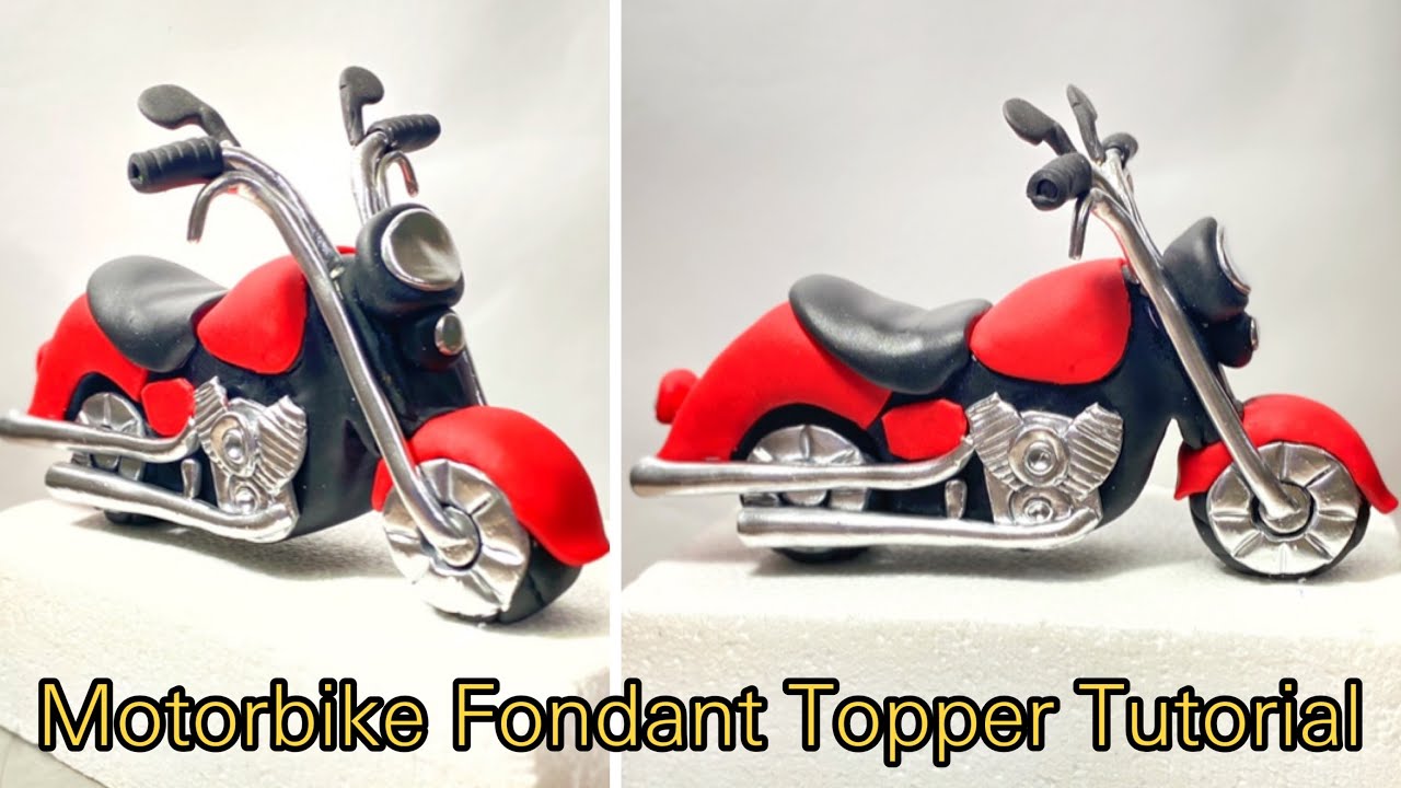 Motorbike Fondant Cake Topper Tutorial with Exact Pattern & Size