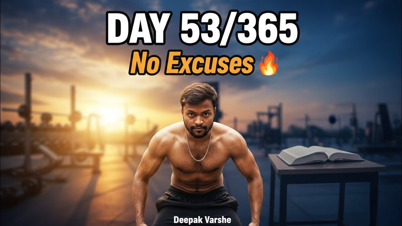 Day 53/365 Hard Challenge | No Excuses 💪 Study+Workout+YouTube Grind | Deepak Varshe #deepakkumar 