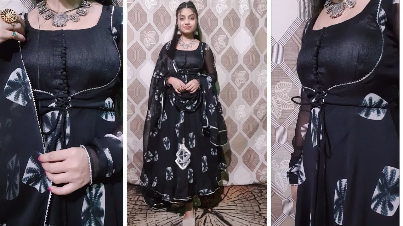 Trending anarkali suit cutting & stitching/making anarkali suit from saree #anarkali #suit #making