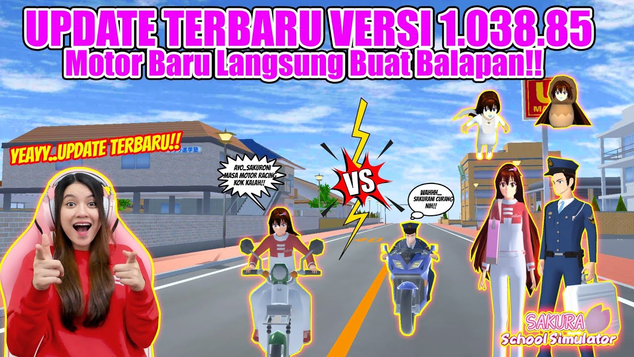 UPDATE TERBARU VERSI 1.038.85!! MOTOR BARU LANGSUNG BUAT BALAPAN!! SAKURA SCHOOL SIMULATOR-PART 494