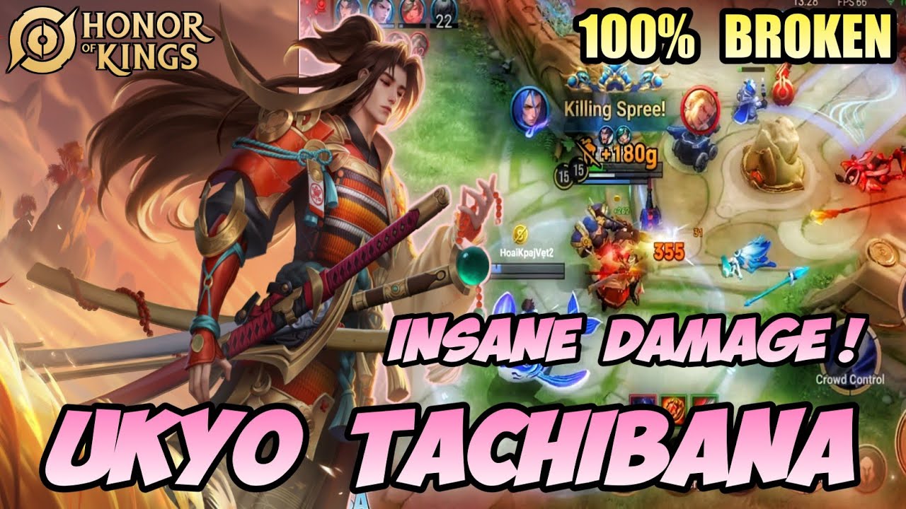 UKYO TACHIBANA Unstoppable! Jungler INSANE DAMAGE Pro Technique Gameplay - Honor of Kings (HOK)