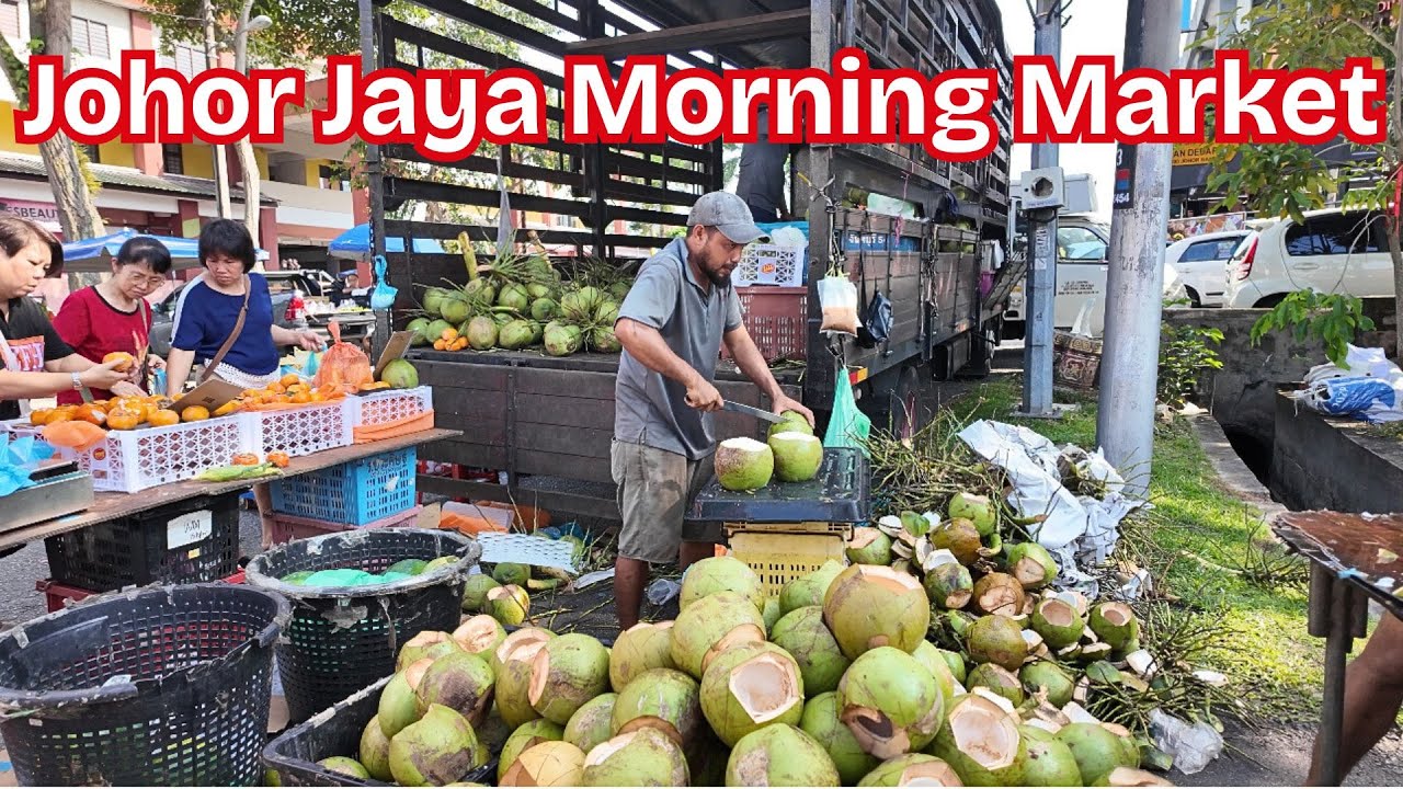 Johore Bahru Joya Jaya's Bustling Morning Market!  Real Malaysia Life!  柔佛再也早市, 感受最地道的马来西亚生活气息.  4K
