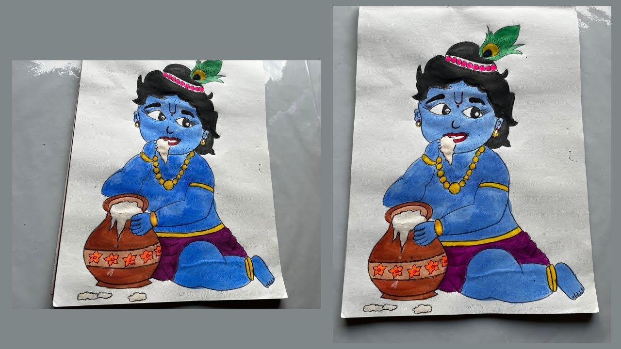 ✨ DIY Laddu Gopal | Simple Lord Krishna Drawing 🙏💖