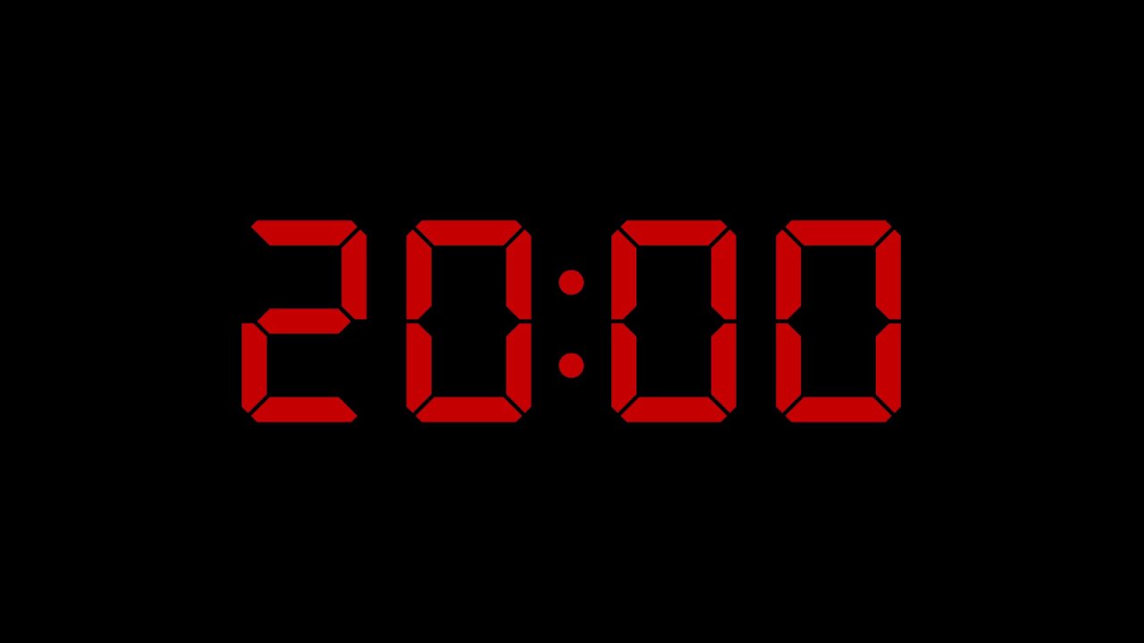 20 Minute Ticking Countdown Timer With Alarm. Digital LED Style.