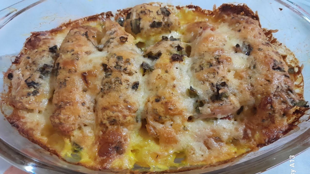 Rolinho de Peito  de Frango Recheado. 