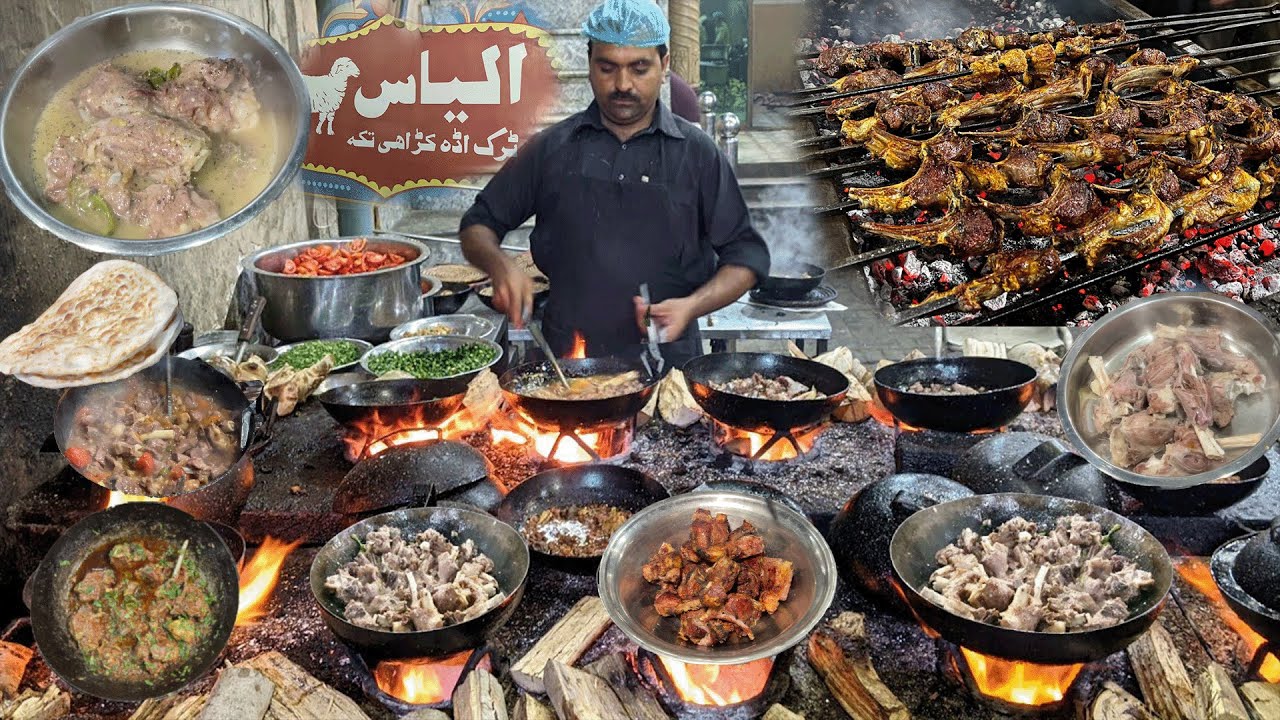 ILyas Dumba Karahi, Truck Adda GT Road Lahore | Best Mutton Karahi Tikka | Mutton Rosh Dumba Karahi