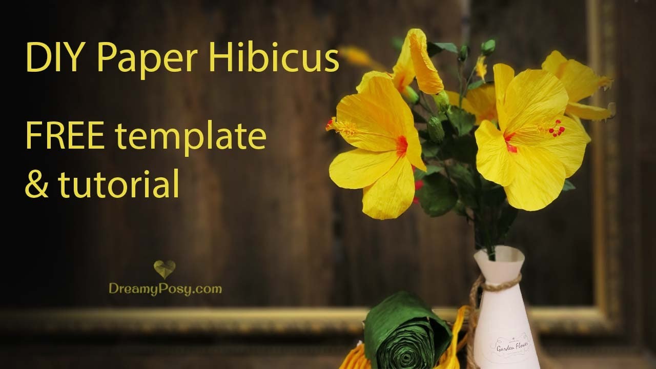[FREE template] How to make Paper Hibiscus flower