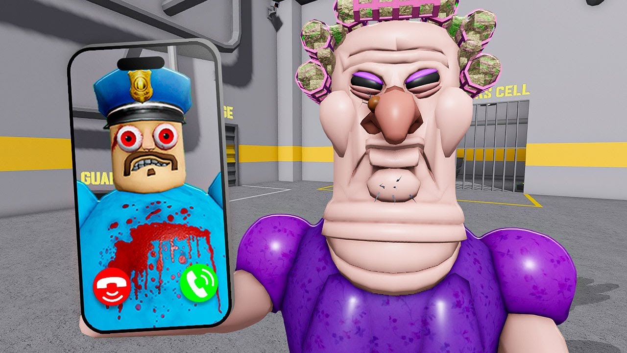 MAD BARRY call GRUMPY GRAN IN BARRY PRISON RUN! SCARY NEW! #Roblox #Obby