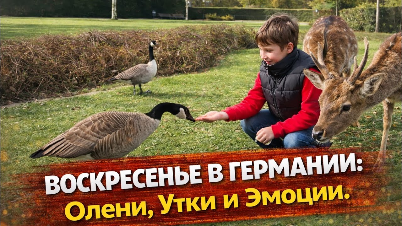 ПРОГУЛКА ПО КАСТРОПУ. Утки на нашем пути. Красивые места нашего нового города. Кормим оленей. 