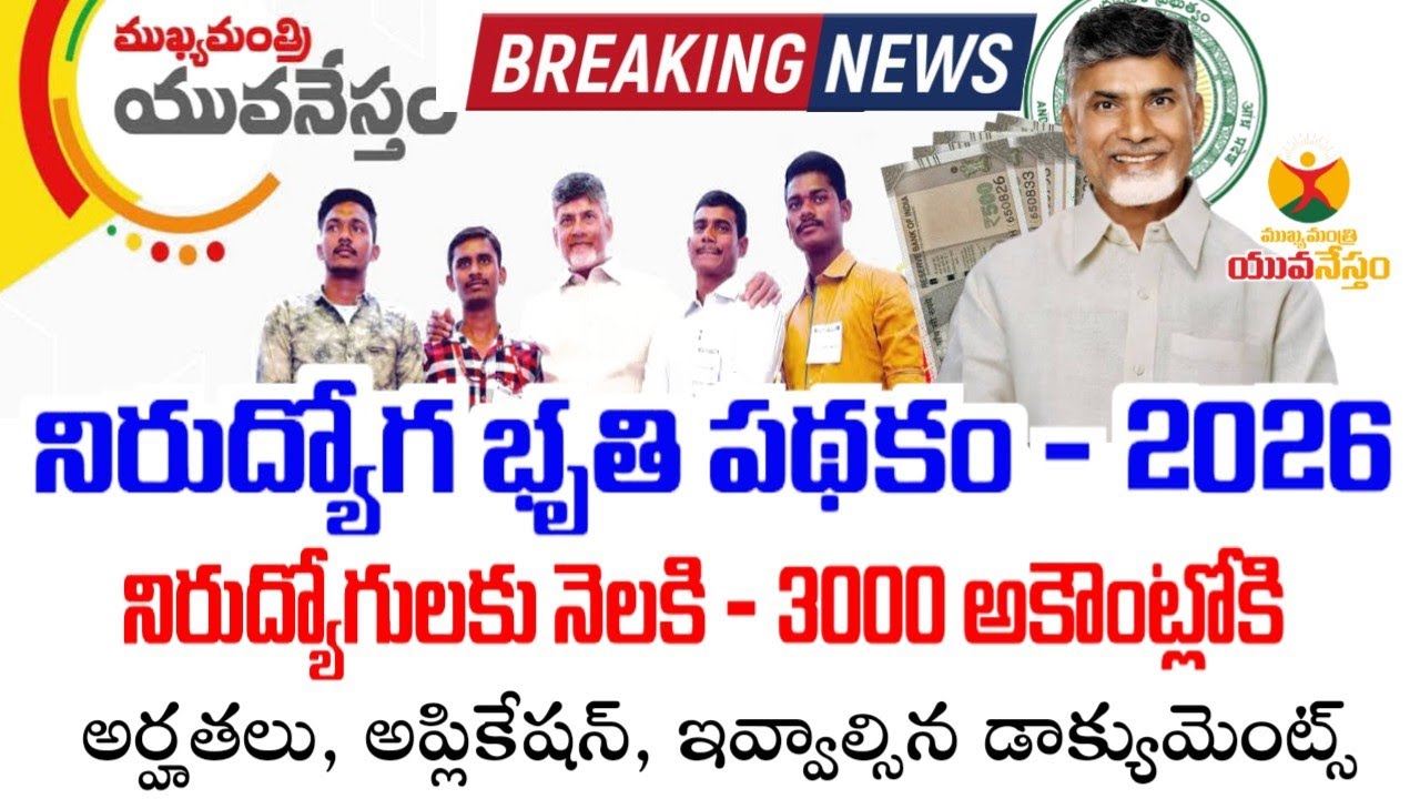 ఏపీ నిరుద్యోగ బృతి పథకం - 3,000|CM Yuvanestam 2026|ap nirudhyogabruthi scheme 2026|ap schemes 2026|