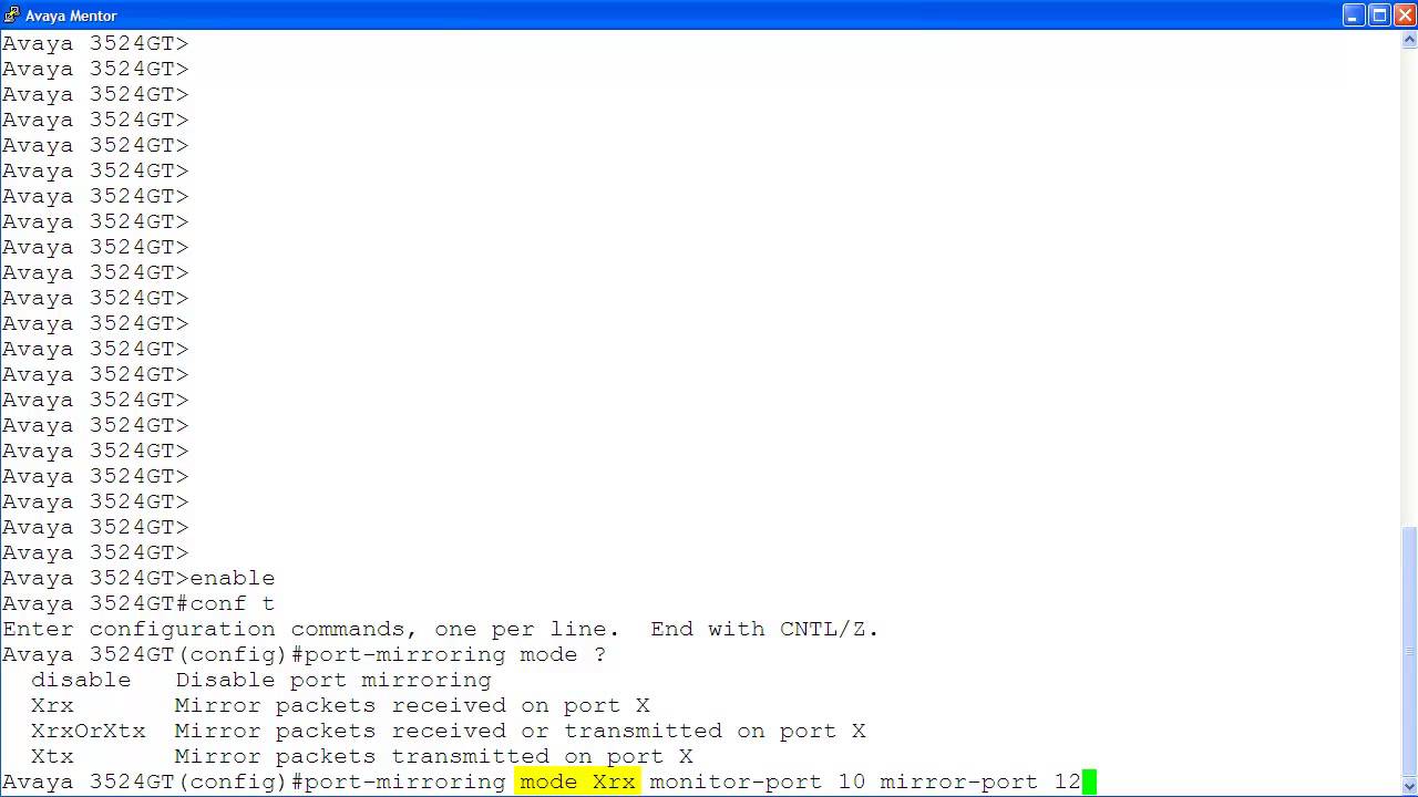 How to Configure Port Mirroring on the Avaya ERS3500