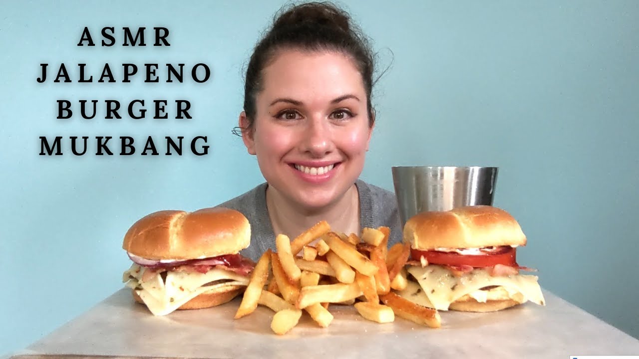 ASMR JALAPENO BURGERS AND FRIES MUKBANG | Eating Show *No Talking | Juicy cheeseburgers and fries