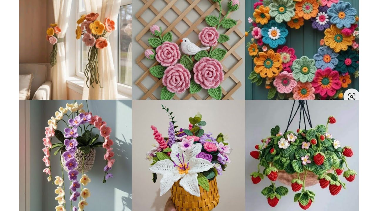 Красивые вязаные крючком цветы для декора и букета #crochetflowers #crochetdecoration #crochet