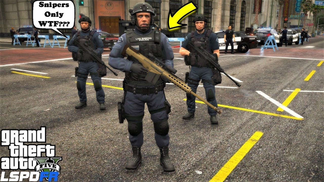 Swat Team Uses Snipers Only During Bank Robbery - GTA 5 LSPDFR Police Mod #738
