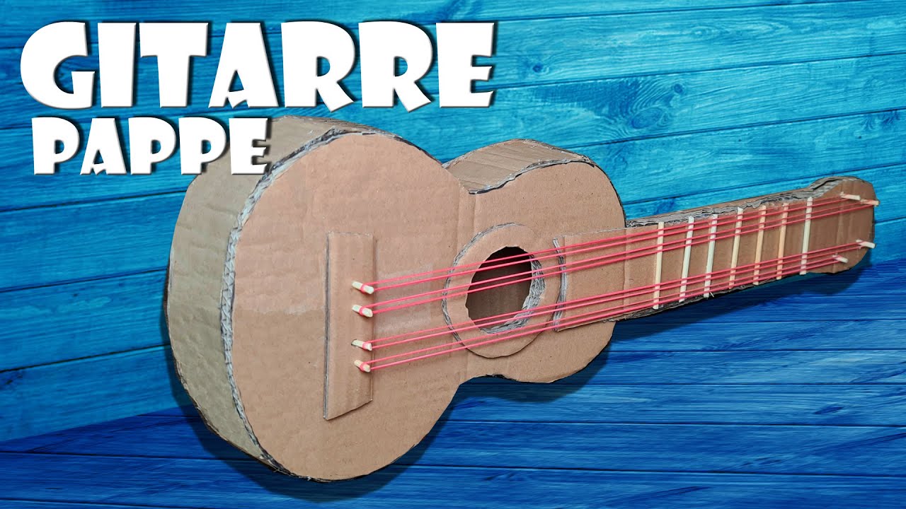 Gitarre Instrument aus Pappe selber machen - cardboard guitar craft DIY [4K]