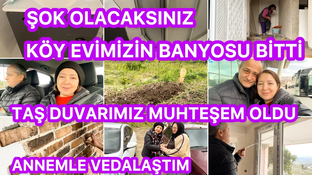 KÖY EVİMİZİN BANYOSU VE TAŞ DUVARI BİTTİ✅SOK OLACAKSINIZ‼️KÖY EVİMİ TEMİZLEDİM‼️BABAMA GİTTİM🤲🏻ANNEM
