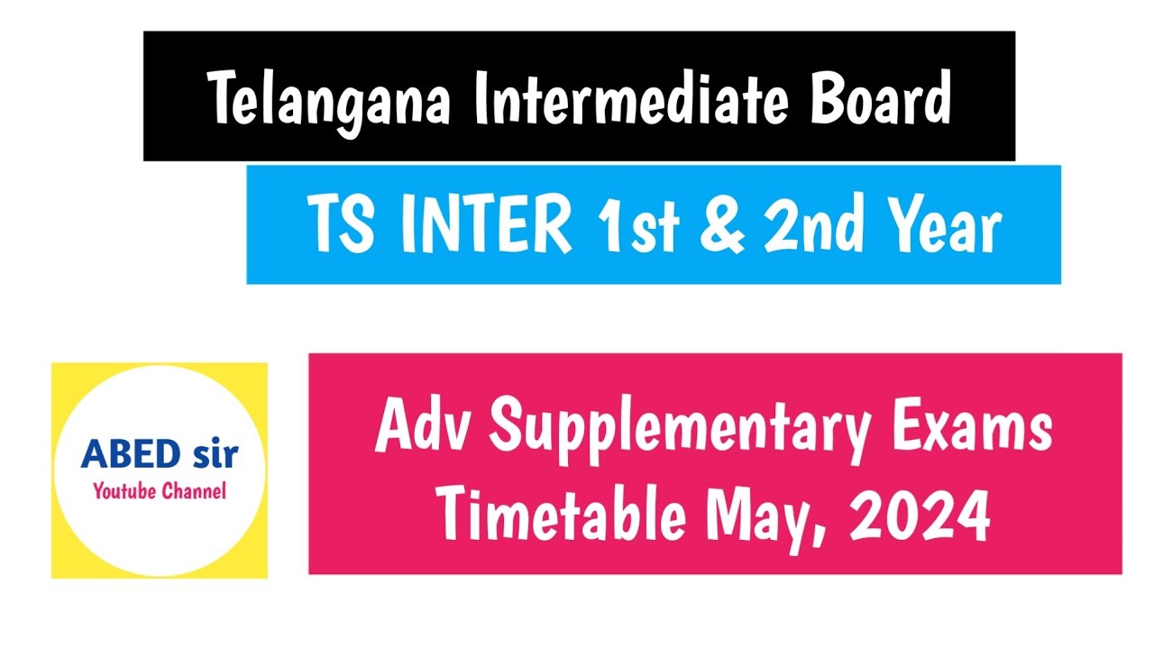 ts inter adv Supplementary Exam Time Table May 2024 inter 1st 2nd year supply Exam Timetable 2024