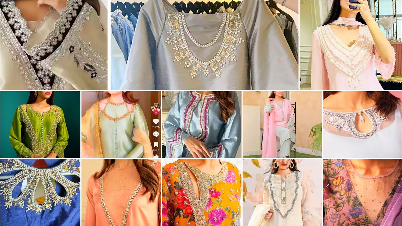 Eid Trends! New Neck Designs 2024 ❤ fancy Neck designing ideas laces neck designs gale k design 2024