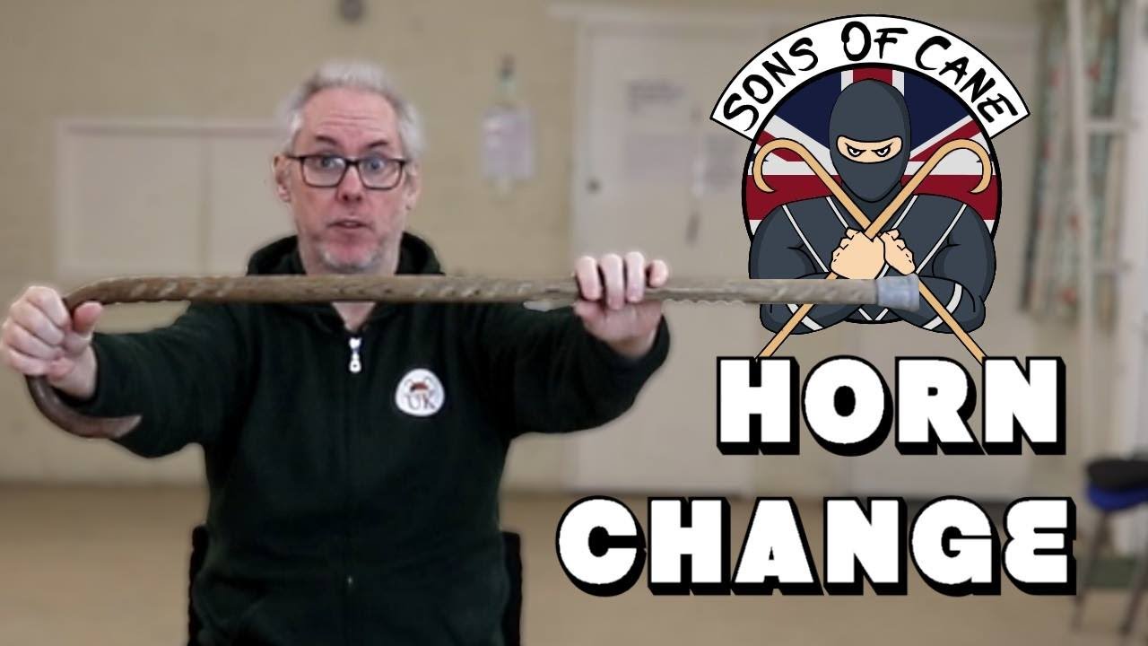 Walking cane self defense: Cane techniques. Horn Change